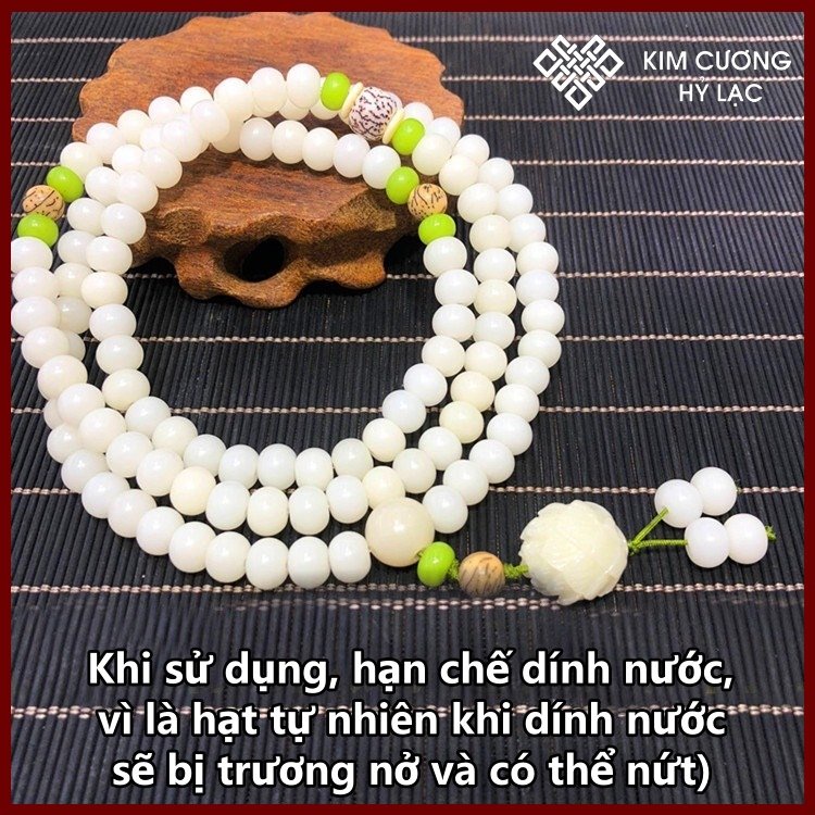 Chuỗi Đeo Tay, Vòng Phong Thủy 108 Hạt [Kim Cương Hỷ Lạc] Hạt Cây Lá Bối 8 Ly