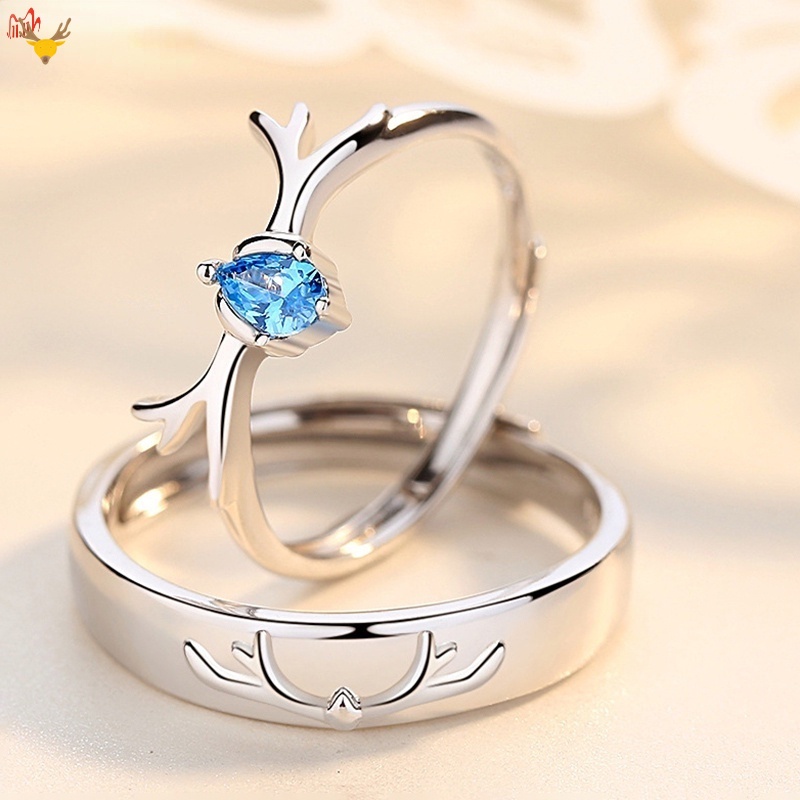Mới! Set 2 Nhẫn Cưới Mạ Bạc Hàn Quốc Có Thể Điều Chỉnh Hình Lưỡi Cưa