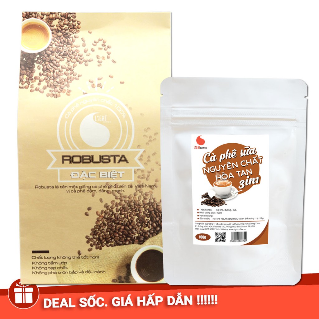 [Mã FMCGM25 - 10% đơn 150K] Combo cà phê rang xay Robusta nguyên chất 100% đặc biệt 500g + Cà phê sữa hòa tan Ola 100g