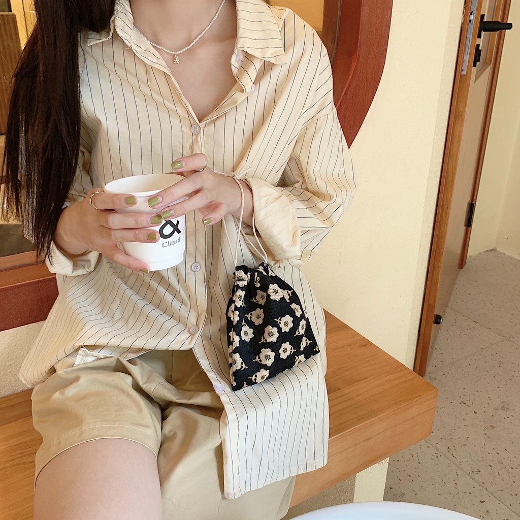 Túi Dây Rút Bằng Vải Đựng Trang Sức / Đồ Dùng Đa Năng In Họa Tiết Dễ Thương Tiện Dụng