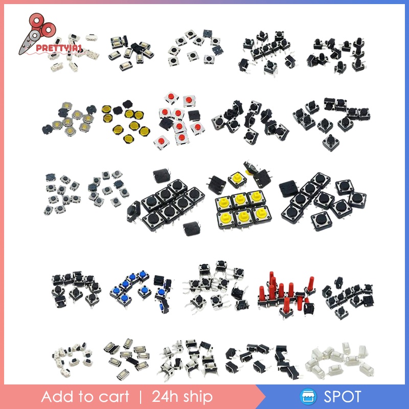 [Prettyia1] 25 Giá Trị Nút Nhấn Bằng Nút Micro Mini DIY