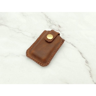 Bao da zippo slim handmade màu nâu { da bò sáp 100% )