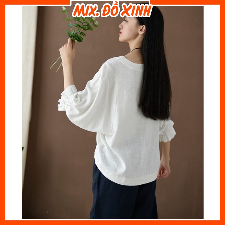 Áo kiểu nữ Hàn Quốc dáng cánh dơi, áo đũi nữ Mix. Đồ Xinh, form rộng che khuyết điểm AKH.45
