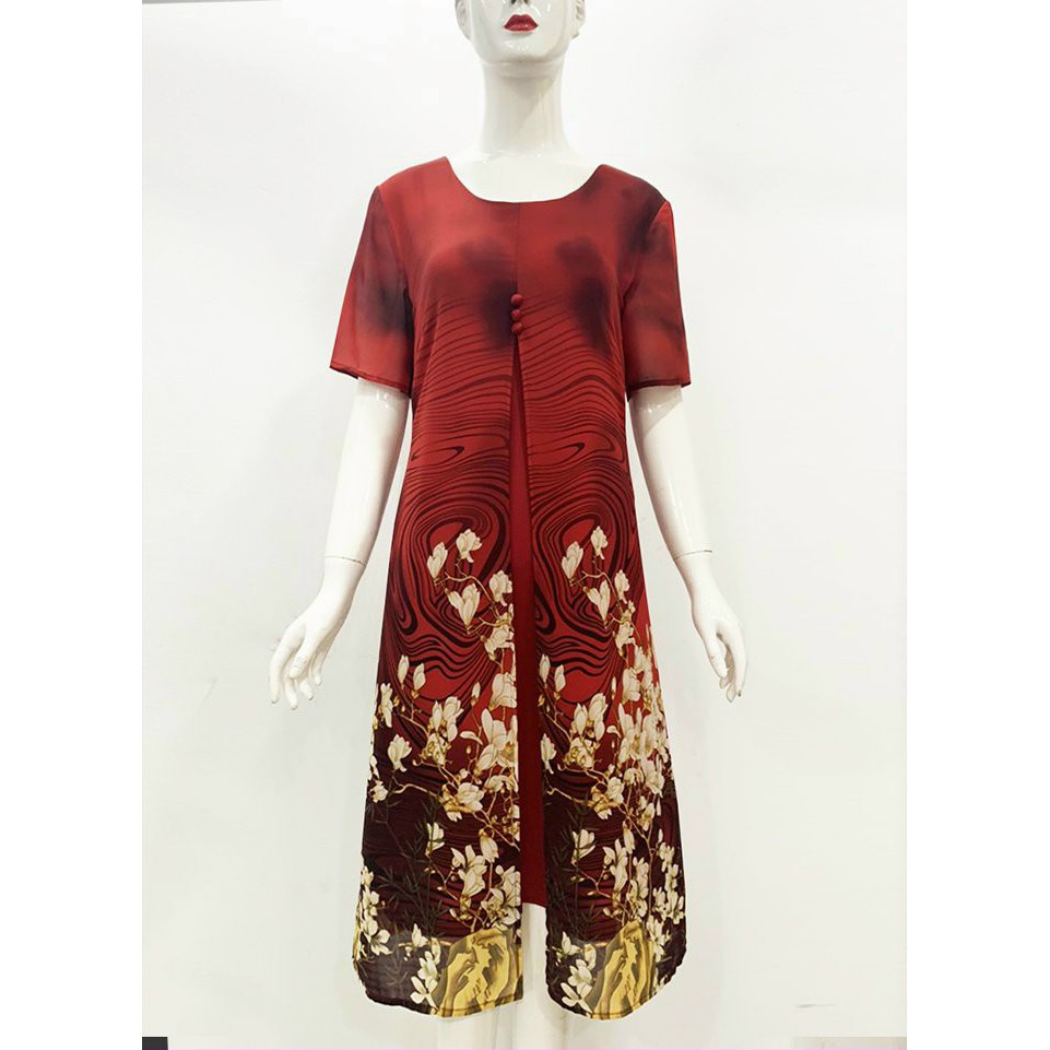 Đầm Trung Niên Dự Tiệc, Kiểu Đầm Suông Giấu Bụng Trung Niên - Mẫu Đầm Big Size, Thời trang Trung Niên U50 U60