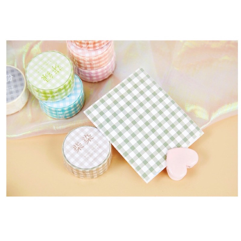 Washi Tape Kẻ Caro Tông Màu Pastel Ngọt Ngào - Ong Mặt Bự