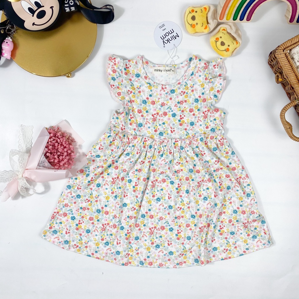 Váy Bé Gái Vải Cotton Mềm Mịn Hoạ Tiết Hoa Nhí, Đầm Cho Bé Mặc Hè Cực Xinh 2022 MKMV2201