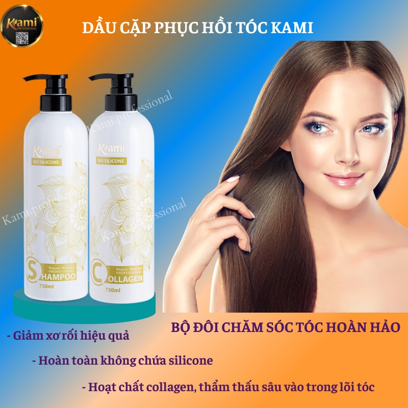 Cặp dầu gội xả phục hồi hương nước hoa cao cấp Kami siêu mềm mượt