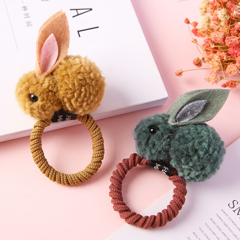 Dây Cột Tóc Cao Su Đính Bóng Lông Dễ Thương Phong Cách Hàn Quốc Cho Nữ