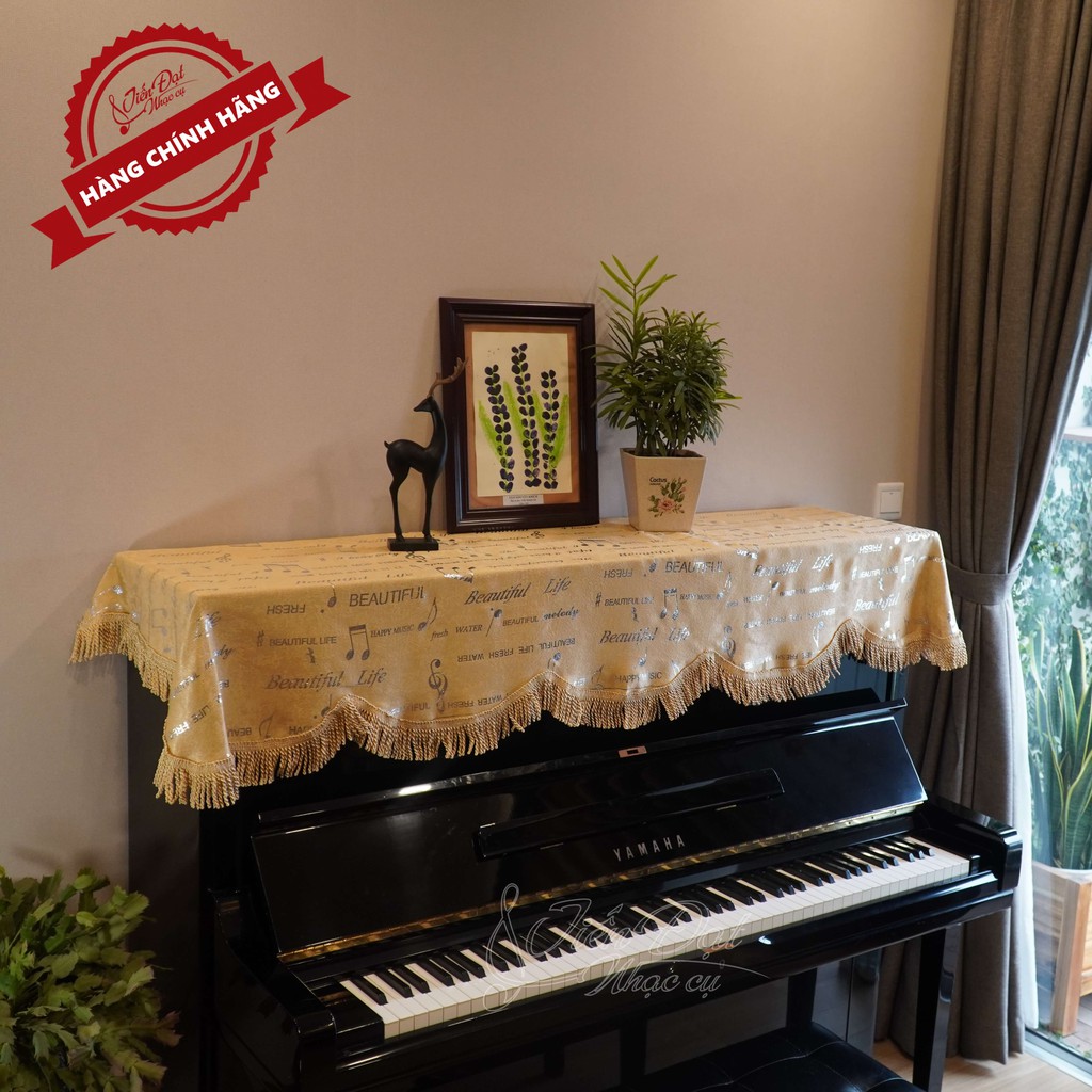 Khăn Phủ Đàn Piano Vải Nhung Thêu Họa Tiết Nốt Nhạc KU-18