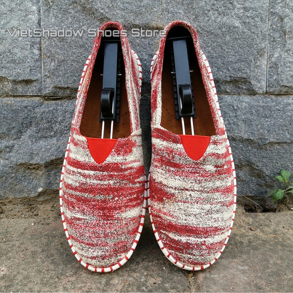 Slip on nam | Giày lười vải đế khâu, họa tiết vân mây đỏ - Mã SP: ZR-v.đ | BigBuy360 - bigbuy360.vn