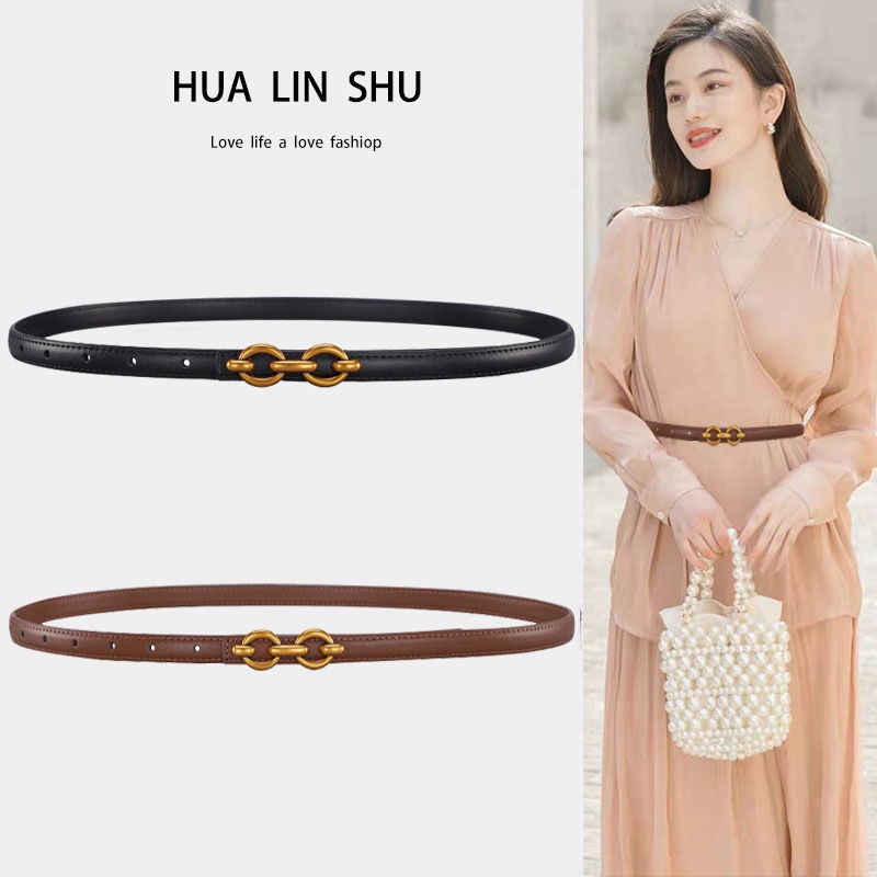 Thắt Lưng Da Bản Nhỏ Màu Đen Thời Trang Mới 2022 Dễ Phối Đồ