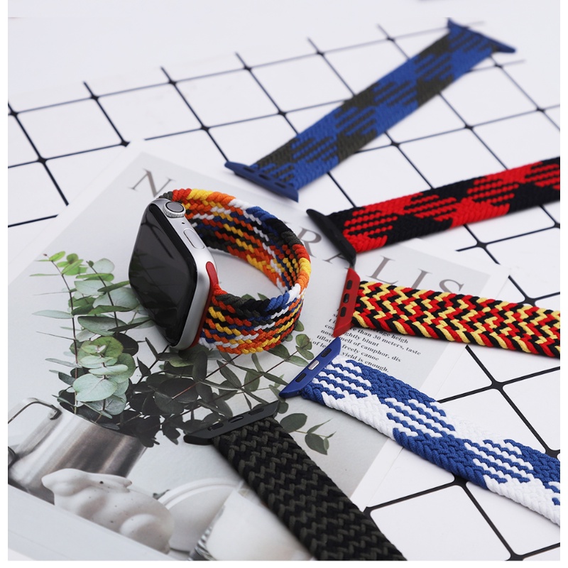 Dây Nylon Bện 44mm 40mm 38mm 42mm 44 mm Cho iWatch serie 3 4 5 SE 6 7 45mm 41mm