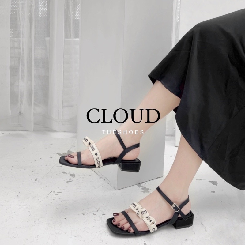 Giày Sandal nữ gót vuông quai ngang ruy băng thắt nút mũi vuông khóa cài – Cloud The Shoes