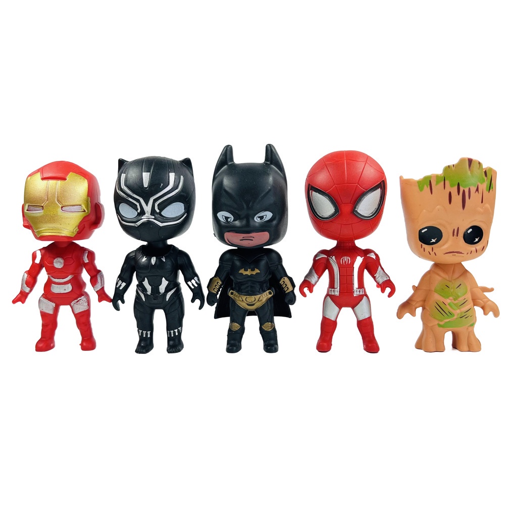 Mô Hình Siêu Anh Hùng Marvel 8cm - Iron Man, Người Nhện, Chặt Người Da Báo Đen Mỹ, Batman