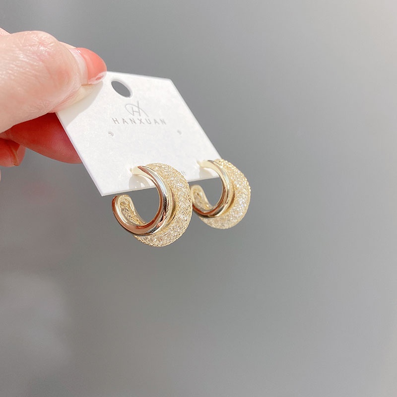 Bông Tai Kim Loại Mạ Bạc 925 Phong Cách Hàn Quốc Sang Trọng