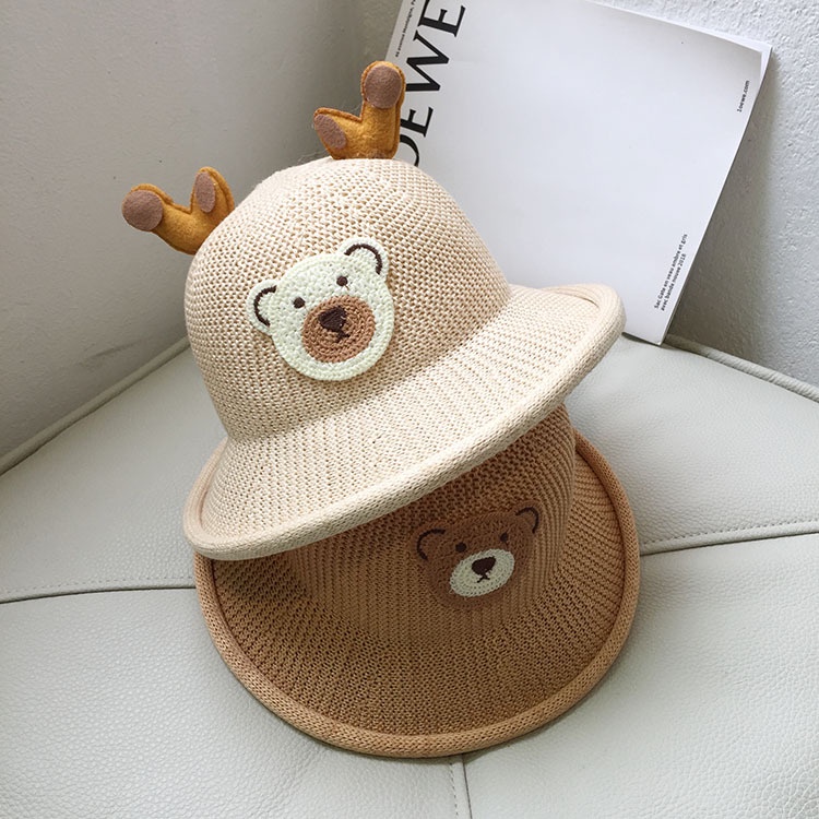 Nón Tai Gấu Bằng Cotton Thoáng Khí Thời Trang Mùa Hè Dễ Thương Cho Trẻ Em