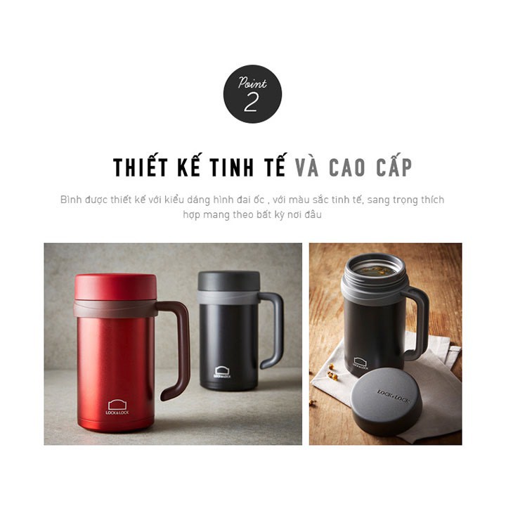 ??? Ca Giữ Nhiệt Basic Table Mug Lock&Lock LHC9002B (500ml) Màu Đỏ-Chính Hãng