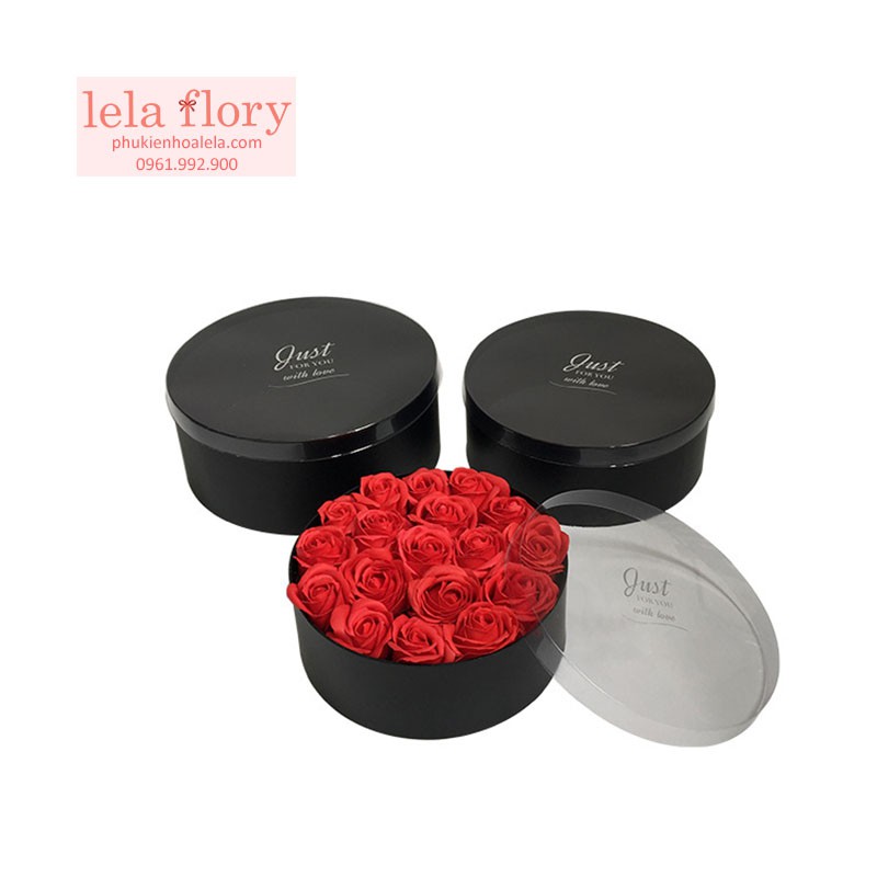 Bộ 3 chiếc hộp tròn nắp Mica Just for you cắm hoa - THH0044