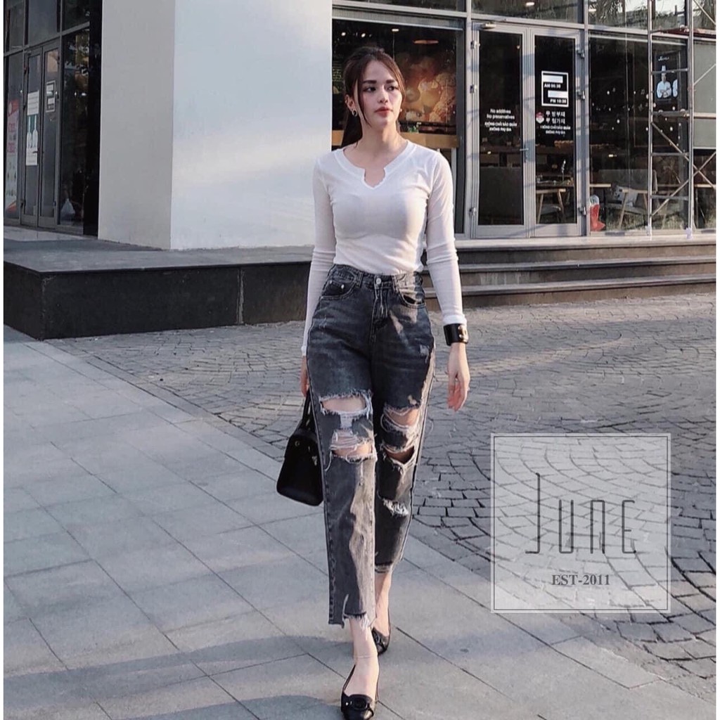 Quần baggy hot hit đen xám rách đẹp xuất sắc