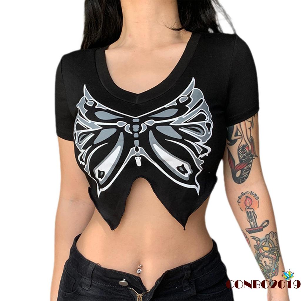 Áo Thun Tay Ngắn Cổ Chữ V Thiết Kế Độc Đáo Thời Trang Mùa Hè Cho Nữ