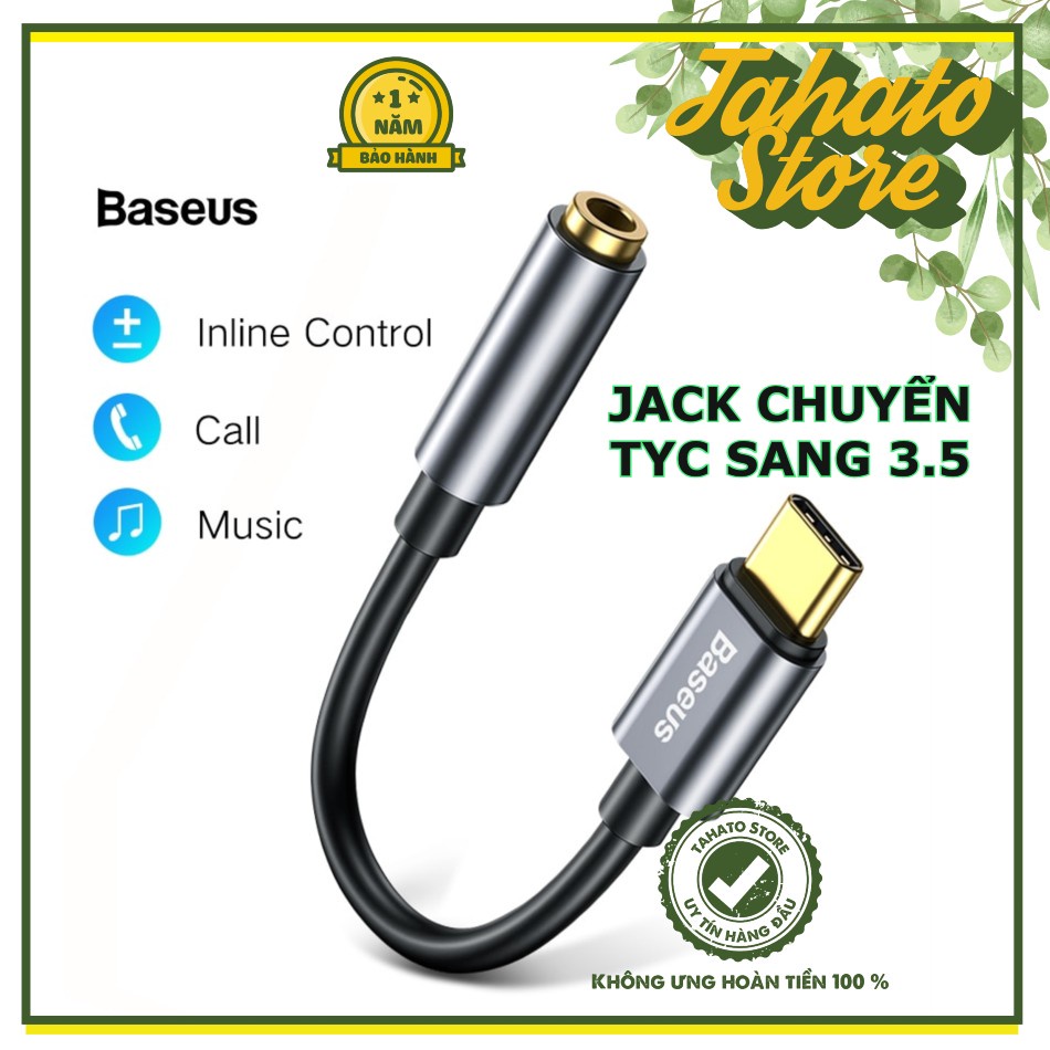 [Chính Hãng Có Mic] Jack chuyển đổi Type C sang cổng 3.5mm có mic Baseus Bảo hành 12 Tháng