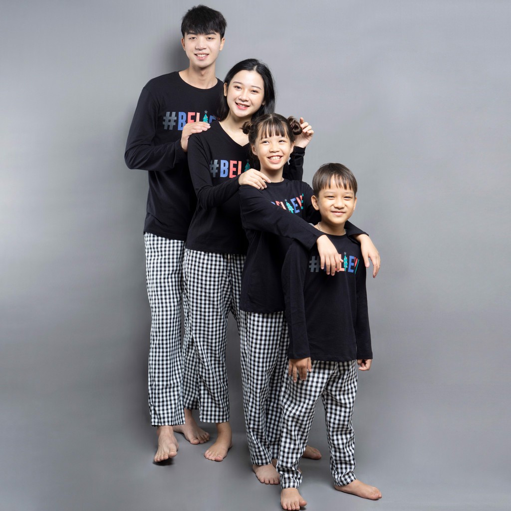 Bộ mặc nhà trẻ em SAYME bộ đồ ngủ cotton dài tay ấm áp thoải mái KBST0005-6