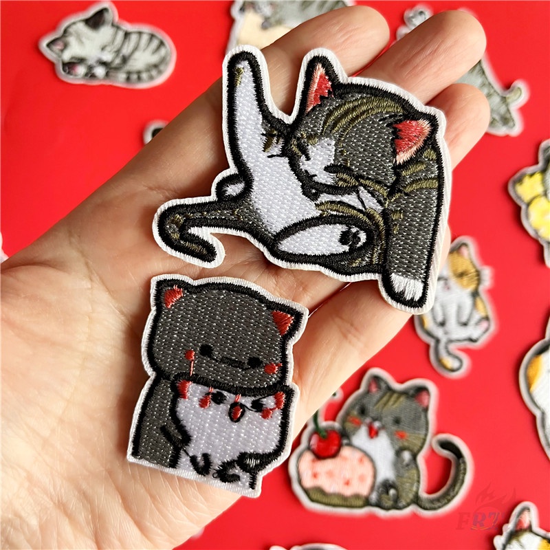 ♚ Miếng Dán Ủi Hình Mèo Lười Biếng Ăn Món Tráng Miệng / Ngủ / Play ♚ 1 Miếng Dán Ủi Lên Quần Áo