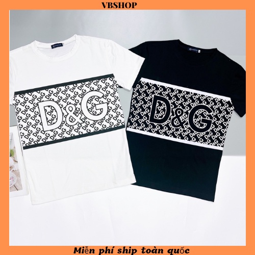 Áo thun nam ngắn tay cổ tròn in chữ hiệu D.G sang trọng vải cotton co giãn cao cấp form regular VBSHOP004