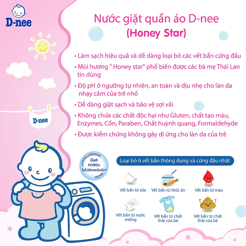 Nước giặt quần áo sơ sinh D-nee 600ml chính hãng Đại Thịnh nhập khẩu