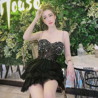 Đầm xòe 2 dây tầng kết chuỗi