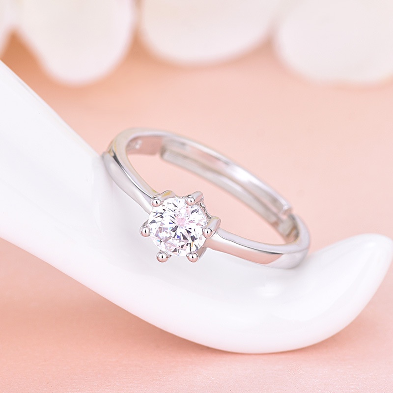 Nhẫn dát đá zircon thời trang đơn giản chỉnh được cho nữ