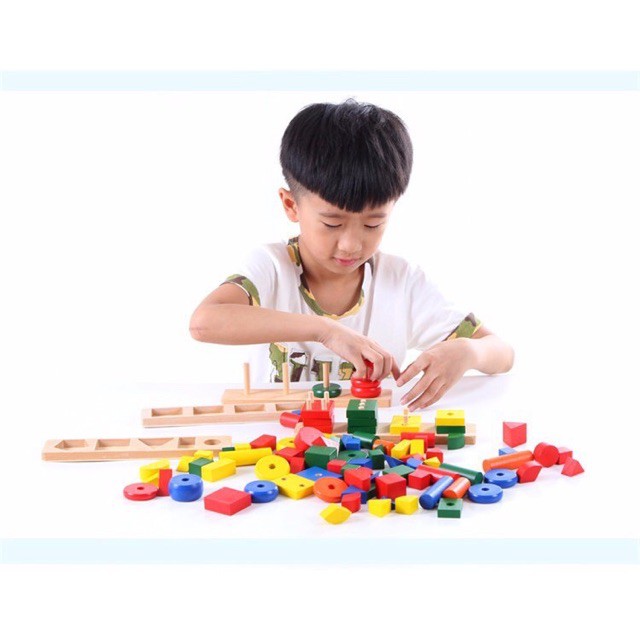 Bộ Đồ Chơi Giáo Cụ Montessori 8 Món Gỗ Cao Cấp Cho Bé
