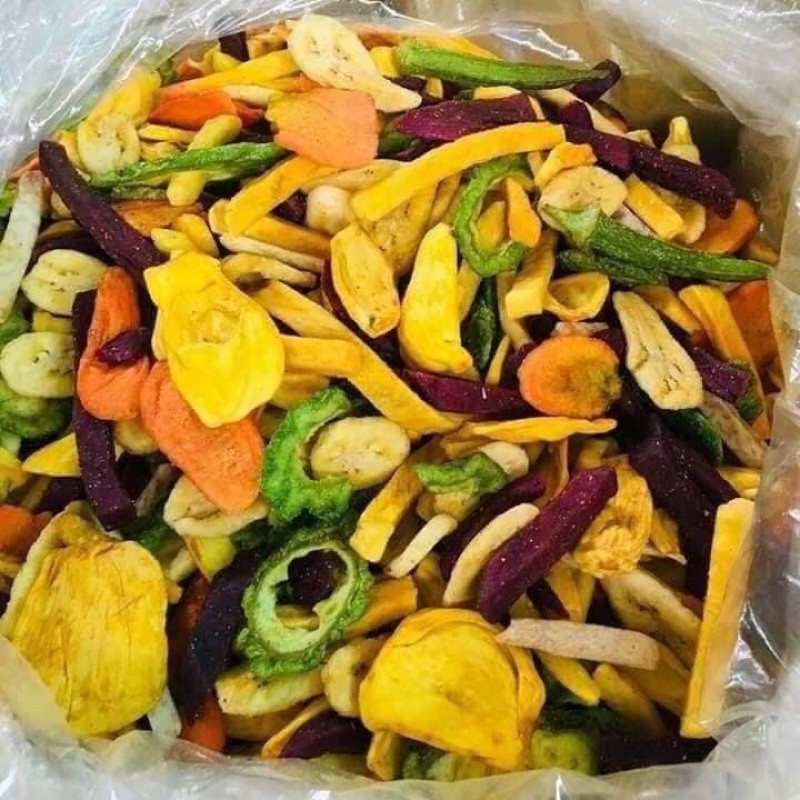 1KG RAU QUẢ TRÁI CÂY SẤY GIÒN NGUYÊN 100%, HÀNG XUẤT KHẨU[FREE SHIP] TỪ ĐƠN 50K, [Loại Đặc Biệt] Hàng ngon nhà làm