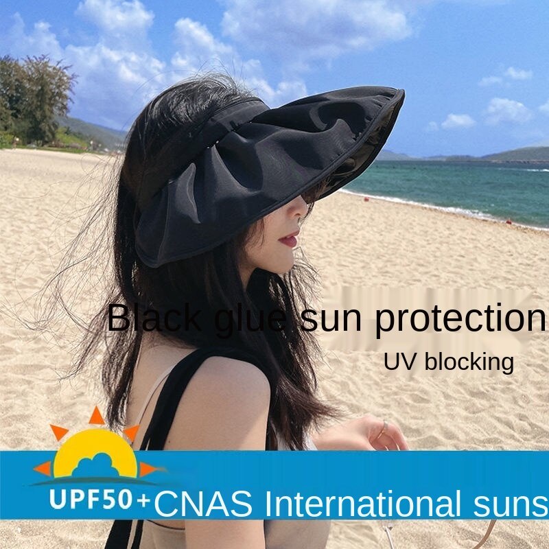 Upgraded version of black rubber sun hat, UV protection hat, sun hat, sun protection cycling hat, women's summer shell hat