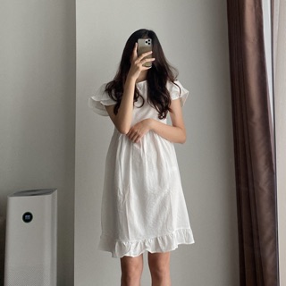 SALE váy thô trắng tay bèo