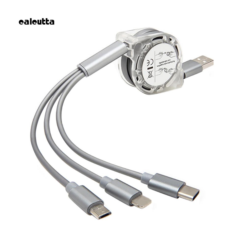 Cáp sạc nhanh 3 trong 1 với cổng Micro USB Type C cho điện thoại Android