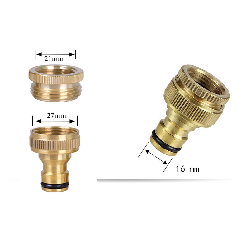 Khớp Nối bằng đồng CU-113 - Dùng Cho vòi nước có ren ngoài 21mm và 27mm