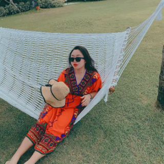 Váy Du Lịch Boho Màu Đỏ Cổ V ( V11 )
