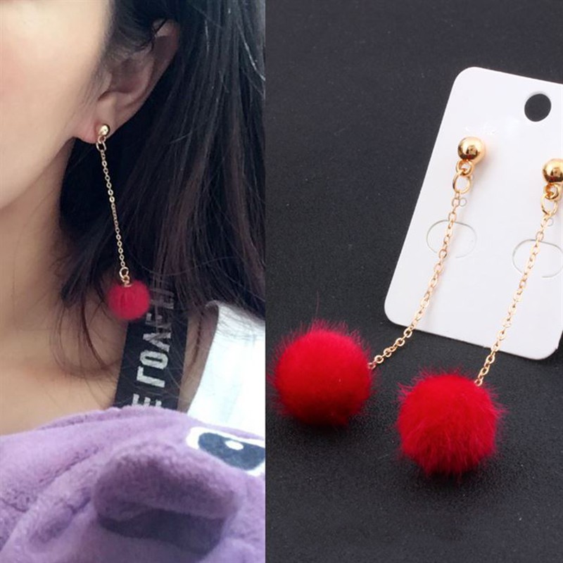 Bông tai cục bông mùa đông tòn ten xinh đẹp dễ thương - kỳ lân