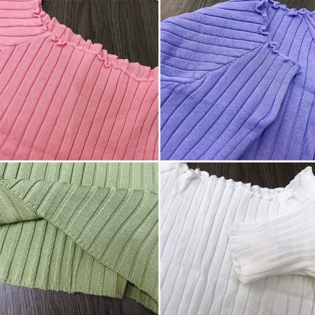 [Mã NOWSHIPT6HAPPY giảm 20k đơn 50k] Áo Croptop Dệt Kim Tay Ngắn Thiết Kế Trễ Vai Nữ Tính (Hàng QC có sẵn) | BigBuy360 - bigbuy360.vn