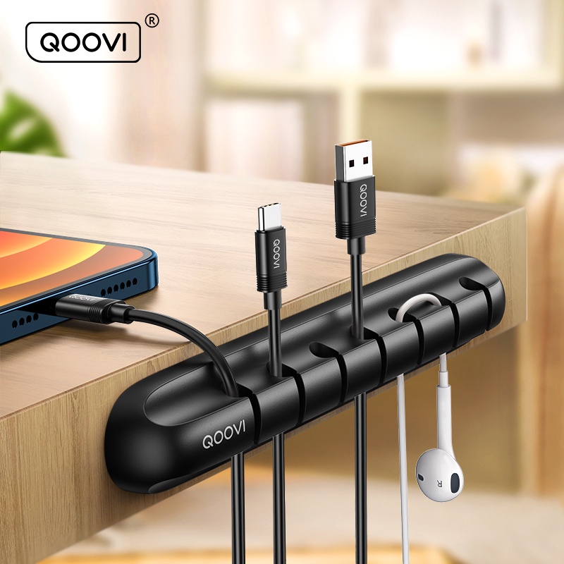 Giá đỡ QOOVI cố định dây cáp USB bằng silicone linh hoạt gọn gàng cho tiện lợi chuột / bàn phím máy tính