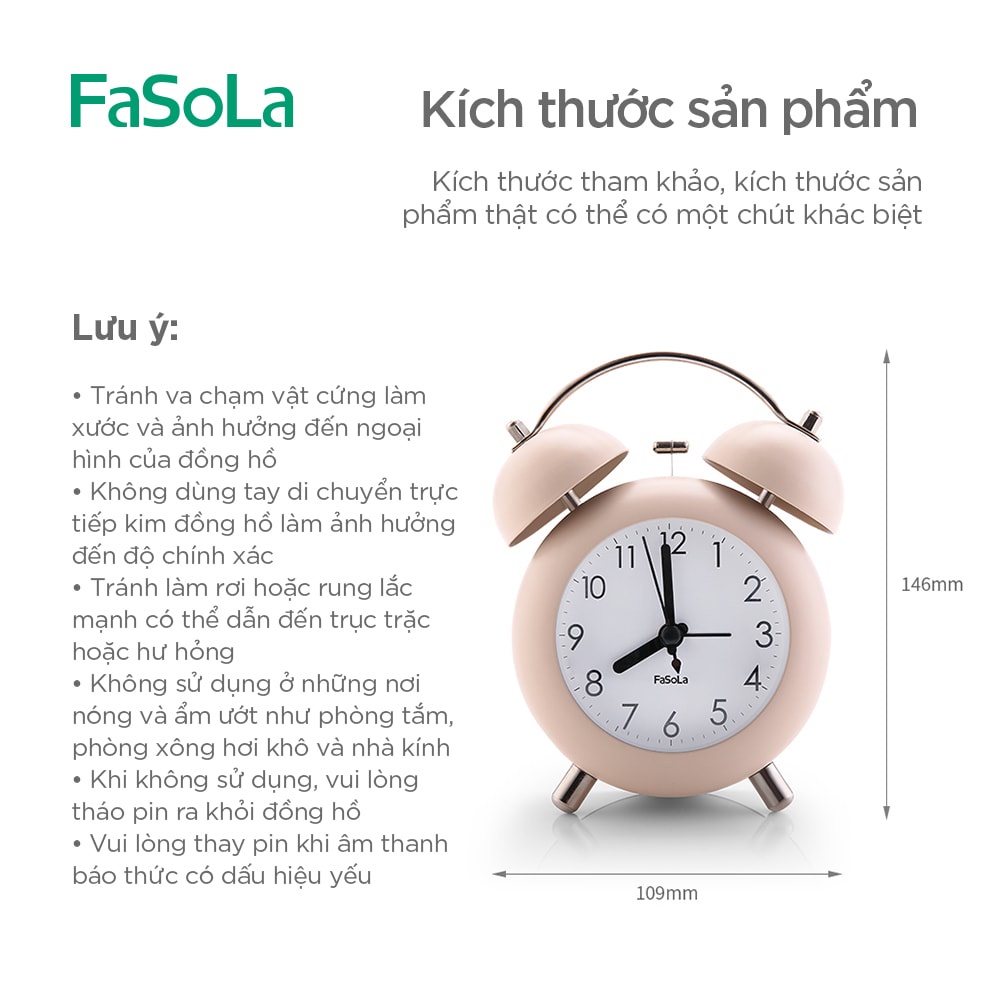 Đồng hồ báo thức kiểu cổ điển FASOLA FSLDZ-052