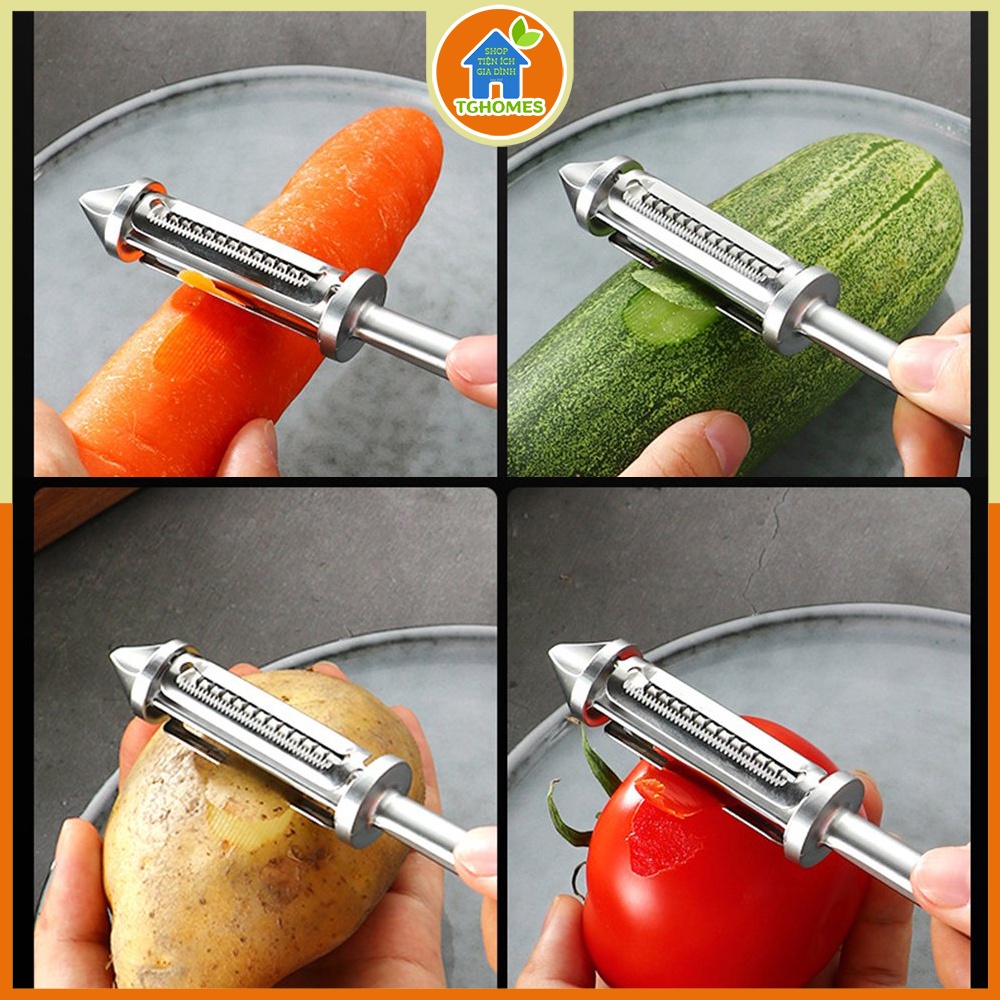 Dụng cụ dao nạo gọt củ quả 5in1 chất liệu thép không gỉ, tay nắm chắc chắn an toàn tiện lợi khi sử dụng-GD403