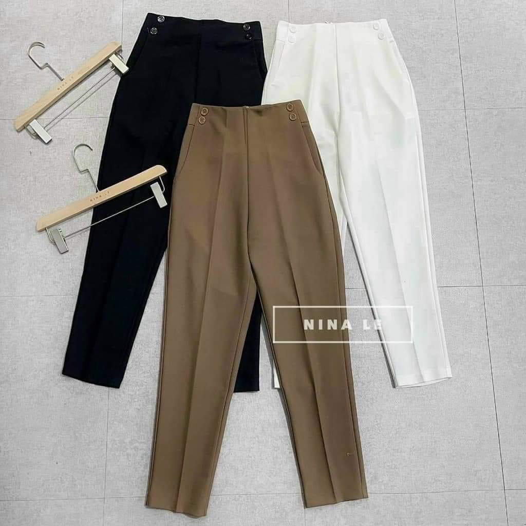 Mã 46- Quần Tây Nữ 2 cúc bên Hông Cạp Cao Minxinh , Quần Vải chất tuyết mưa thoáng mát-mã 46