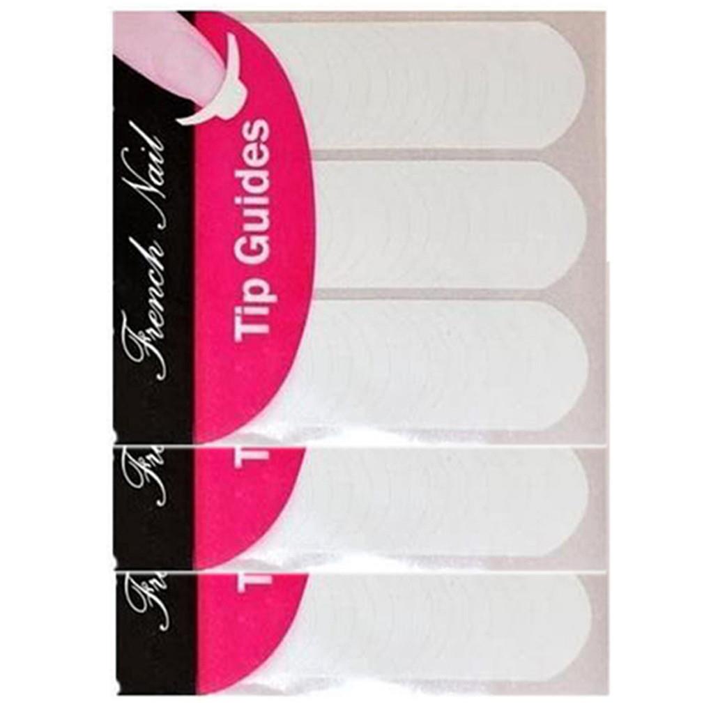 Bộ 3 Miếng Dán Hướng Dẫn Vẽ Móng Tay Tự Dính Kiểu Pháp Màu Trắng