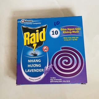 Nhang đuổi muỗi raid 10 đêm 10 thanh 120gram
