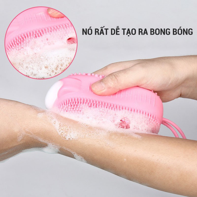 Bông tắm silicon hình chuột 2 mặt tạo bọt massage tẩy da chết - vibesvietnam