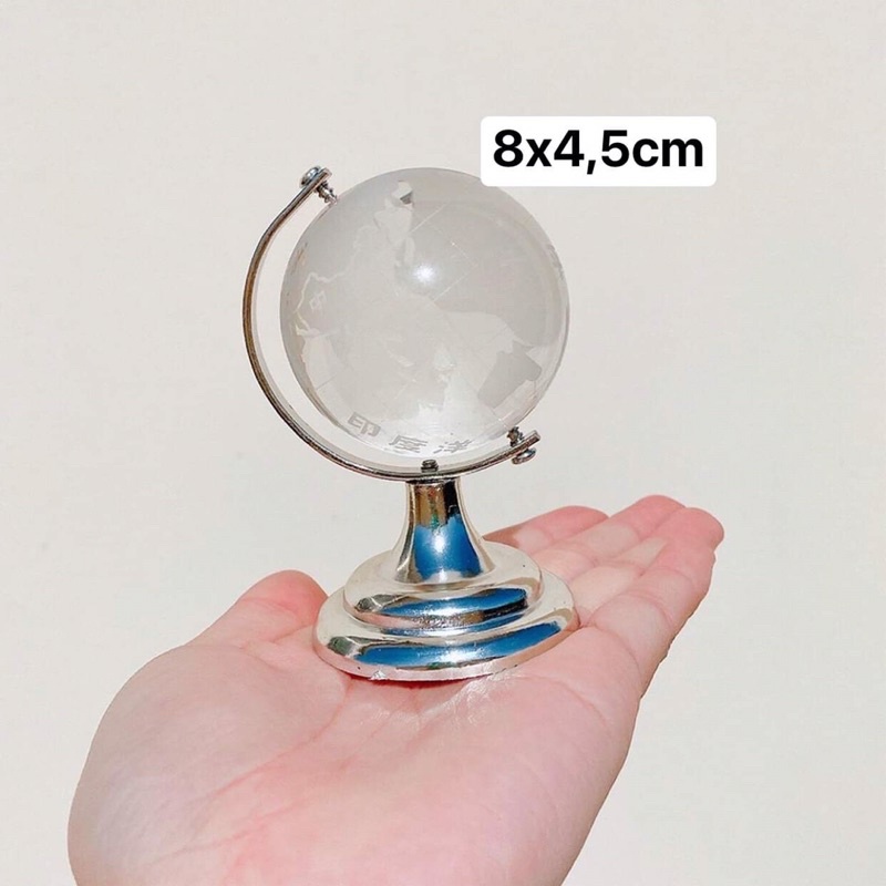 Quả cầu thuỷ tinh mini xoay tròn decor bàn học , bàn làm việc