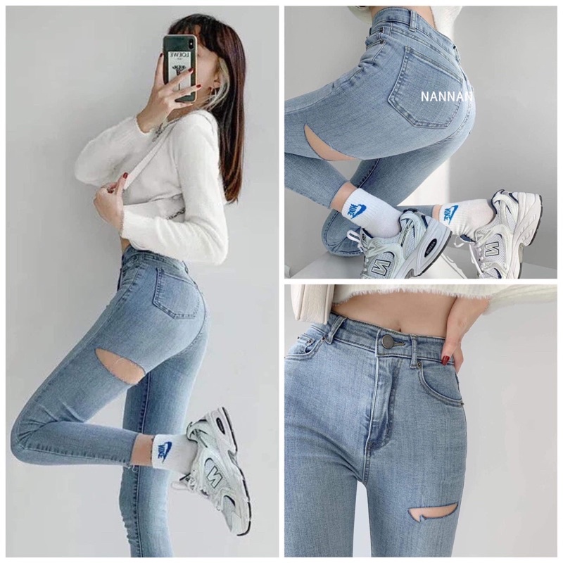 Quần Jeans bó skinny phong cách Hàn Quốc Aimee closet
