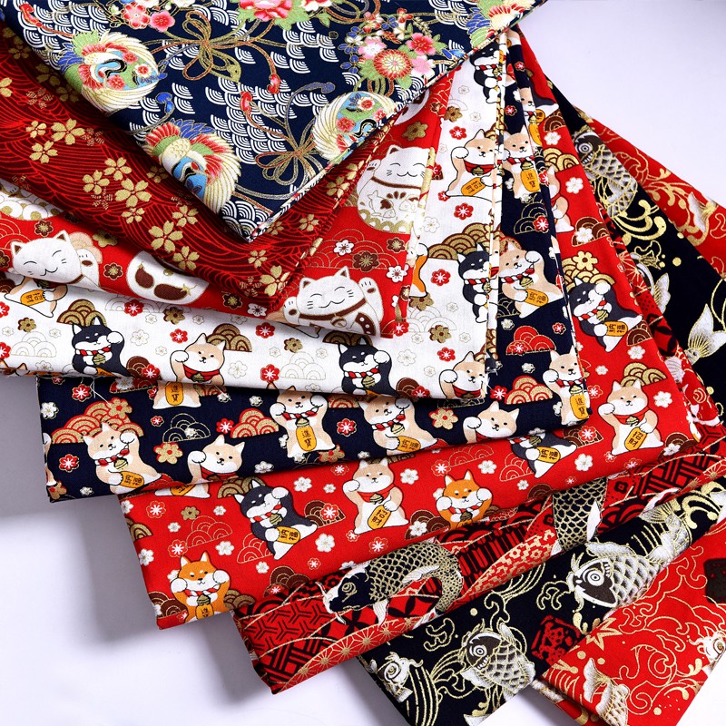 Vải Lanh 100% cotton 50x145cm Họa Tiết Xinh Xắn